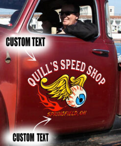 2 Pcs Personalized Flying Eyeball Hot Rod Garage Pinstriping Set 02 Vinyl Stickers 09797