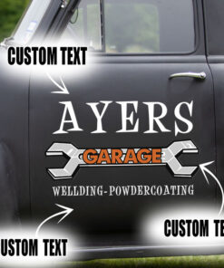 2 Pcs Personalized Garage Hot Rod Set 02 Vinyl Stickers 09730