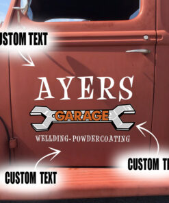 2 Pcs Personalized Garage Hot Rod Set 02 Vinyl Stickers 09730