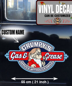 2 Pcs Personalized Grumpy's Garage Hot Rod Garage Vinyl Sticker 10037