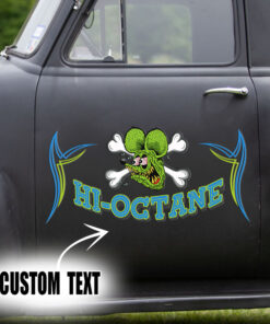 2 Pcs Personalized Hi Octane Hot Rod Garage Pinstripe Set 02 Vinyl Stickers 09766