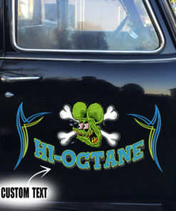 2 Pcs Personalized Hi Octane Hot Rod Garage Pinstripe Set 02 Vinyl Stickers 09766