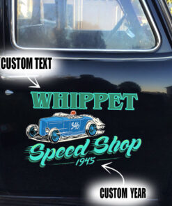 2 Pcs Personalized Hot Rod Club Speed Shop Garage Set 02 Vinyl Stickers 09716