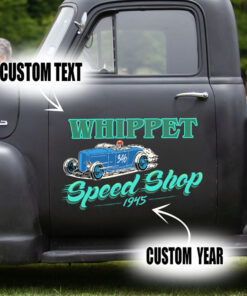 2 Pcs Personalized Hot Rod Club Speed Shop Garage Set 02 Vinyl Stickers 09716