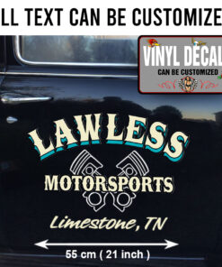 2 Pcs Personalized Hot Rod Door Art Lettering Vinyl Sticker 10224