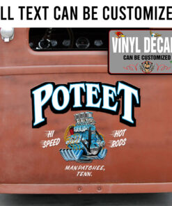 2 Pcs Personalized Hot Rod Engine Lettering Vinyl Sticker 10275