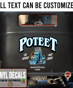 2 Pcs Personalized Hot Rod Engine Lettering Vinyl Sticker 10275