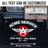2 Pcs Personalized Hot Rod Garage Acme Service Vinyl Sticker 09985
