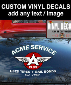 2 Pcs Personalized Hot Rod Garage Acme Service Vinyl Sticker 09985