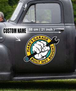 2 Pcs Personalized Hot Rod Garage Built Not Bought Rat Rod Vinyl Stickers 09661