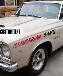 2 Pcs Personalized Hot Rod Garage Cams Hood Cover Vinyl Sticker 10029