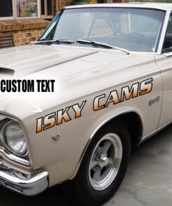 2 Pcs Personalized Hot Rod Garage Cams Hood Cover Vinyl Sticker 10030