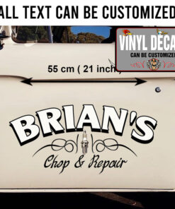 2 Pcs Personalized Hot Rod Garage Chop And Repair Pinstriping Spark Plug Vinyl Sticker 09999