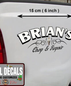 2 Pcs Personalized Hot Rod Garage Chop And Repair Pinstriping Spark Plug Vinyl Sticker 09999