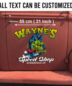 2 Pcs Personalized Hot Rod Garage Door Art Rat Rod Garage Kustom Kulture Set 02 Vinyl Stickers 09805