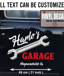 2 Pcs Personalized Hot Rod Garage Door Art Lettering Vinyl Sticker 10053