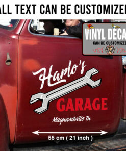 2 Pcs Personalized Hot Rod Garage Door Art Lettering Vinyl Sticker 10053