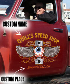 2 Pcs Personalized Hot Rod Garage Eye Balls Kustom Kulture Pinstripe Speed Shop Set 02 Vinyl Stickers 09733