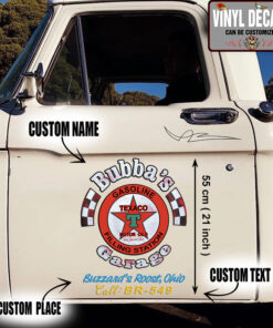 2 Pcs Personalized Hot Rod Garage Filling Statation Vinyl Sticker 09939