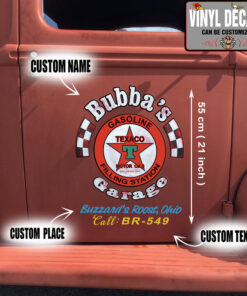 2 Pcs Personalized Hot Rod Garage Filling Statation Vinyl Sticker 09939