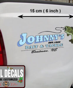 2 Pcs Personalized Hot Rod Garage Fishing Bait And Tackle Vinyl Sticker 09931
