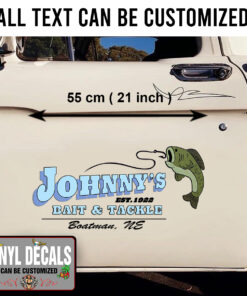 2 Pcs Personalized Hot Rod Garage Fishing Bait And Tackle Vinyl Sticker 09931