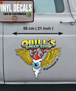2 Pcs Personalized Hot Rod Garage Flying Ball Christmas Decor Kustom Kulture Vinyl Sticker 10044