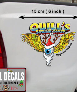 2 Pcs Personalized Hot Rod Garage Flying Ball Christmas Decor Kustom Kulture Vinyl Sticker 10044