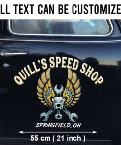 2 Pcs Personalized Hot Rod Garage Flying Piston And Wrench Kustom Kulture Set 02 Vinyl Stickers 09806