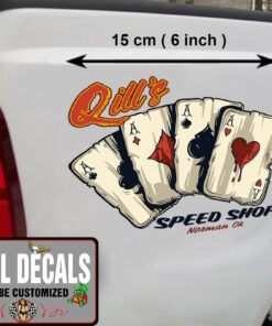 2 Pcs Personalized Hot Rod Garage Four Aces Large Playing Cards Hot Rod Vintage Vinyl Sticker 09912