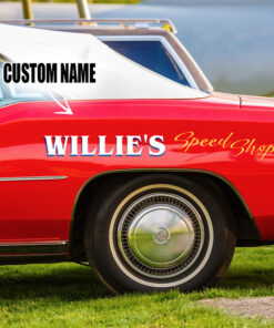 2 Pcs Personalized Hot Rod Garage Hot Rod Lettering Hood Cover Vinyl Sticker 10008