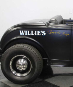 2 Pcs Personalized Hot Rod Garage Hot Rod Lettering Hood Cover Vinyl Sticker 10008