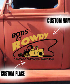 2 Pcs Personalized Hot Rod Garage Hot Rod Paint Car Lettering Vinyl Sticker 10005
