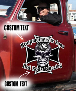 2 Pcs Personalized Hot Rod Garage Iron Cross Hot Rod And Racing Set 02 Vinyl Stickers 09745