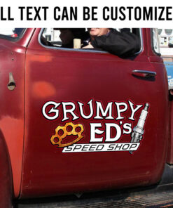 2 Pcs Personalized Hot Rod Garage Knuckle And Spark Plug Speed Shop Set 02 Vinyl Stickers 09762