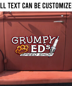 2 Pcs Personalized Hot Rod Garage Knuckle And Spark Plug Speed Shop Set 02 Vinyl Stickers 09762