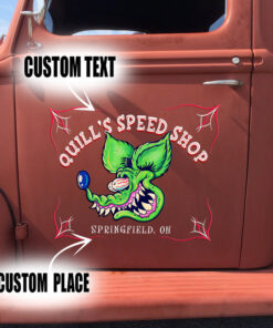 2 Pcs Personalized Hot Rod Garage Kustom Kulture Low Brow Art Set 02 Vinyl Stickers 09772