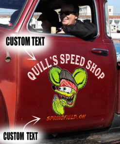 2 Pcs Personalized Hot Rod Garage Kustom Kulture Low Brow Art Set 02 Vinyl Stickers 09788