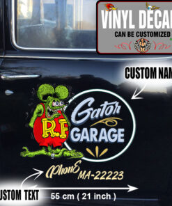 2 Pcs Personalized Hot Rod Garage Lowbrow Art Rat Fink Vinyl Sticker 09934