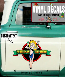 2 Pcs Personalized Hot Rod Garage Luck Lady Betty Boop Vinyl Sticker 09979