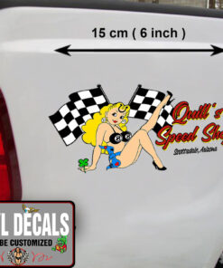 2 Pcs Personalized Hot Rod Garage Luck Lady Vinyl Sticker 09978