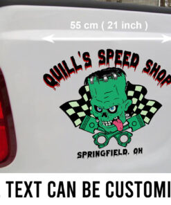 2 Pcs Personalized Hot Rod Garage Monster Garage Vintage Garage Set 02 Vinyl Stickers 09812