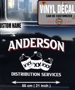 2 Pcs Personalized Hot Rod Garage Moonshine Distribution Service Vinyl Sticker 10100