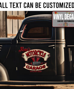 2 Pcs Personalized Hot Rod Garage Motorcycle Garage Pinstriping Garage Kustom Kulture Garage Vinyl Sticker 09998
