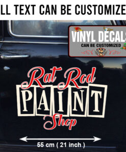 2 Pcs Personalized Hot Rod Garage Paint Shop Vintage Garage Vinyl Sticker 09891