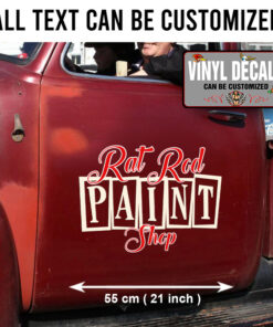 2 Pcs Personalized Hot Rod Garage Paint Shop Vintage Garage Vinyl Sticker 09891