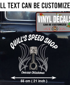 2 Pcs Personalized Hot Rod Garage Pinston Pinstriping Kustom Kulture Vinyl Sticker 10016