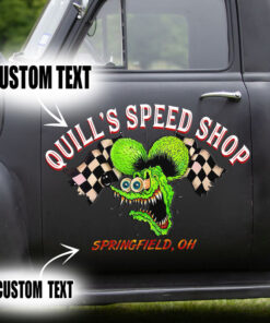 2 Pcs Personalized Hot Rod Garage Pinstripe Door Art Lettering Set 02 Vinyl Stickers 09774