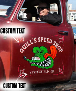 2 Pcs Personalized Hot Rod Garage Pinstripe Door Art Set 02 Vinyl Stickers 09773