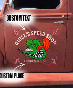 2 Pcs Personalized Hot Rod Garage Pinstripe Door Art Set 02 Vinyl Stickers 09773